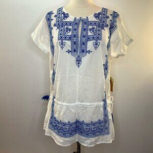 NATURAL IMPRESSIONS Women's Embroidered Beach Coverup - Size Medium - NWT